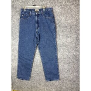 LL Bean Jeans Men's 34 Classic Fit Straight Flannel Lined Denim Blue Relaxed